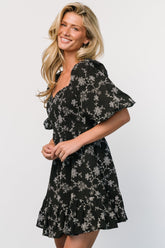 Serres Eyelet Mini Dress | Black + White